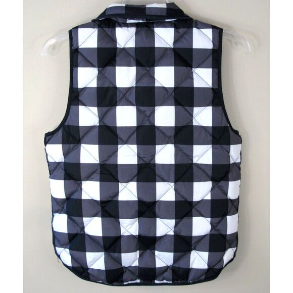 Woolrich Quilted Full Zip Down Puffer Vest Women's‎ Medium Black White Check - Picture 6 of 7